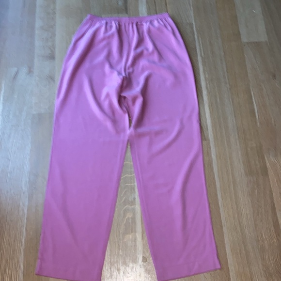 Pure Silk Pink Pull-On Pants Pajama Lounge Everyday GO SILK Washable w/ Pockets - Picture 8 of 15
